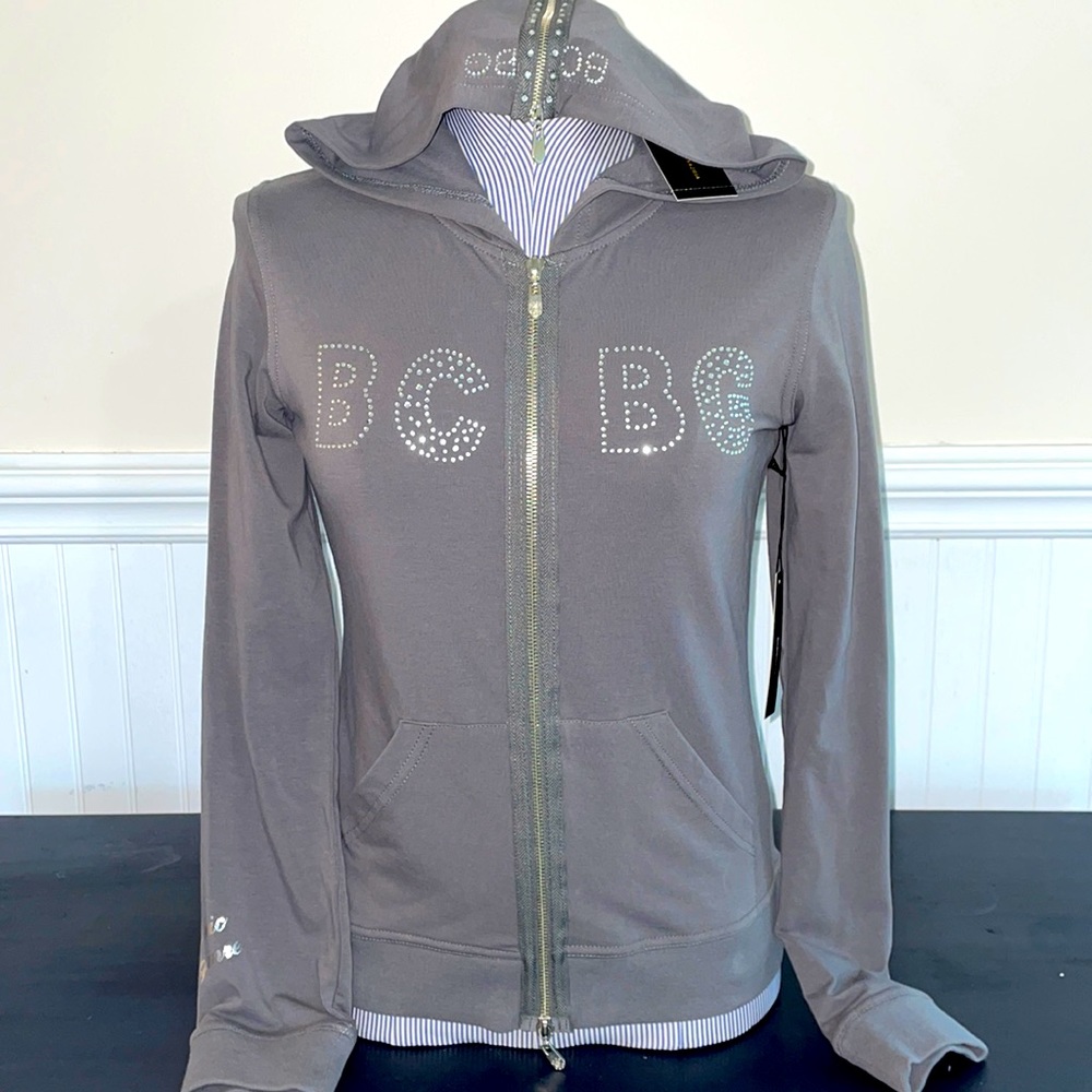 NWT BCBG Grey Zip Hoodie Size Small